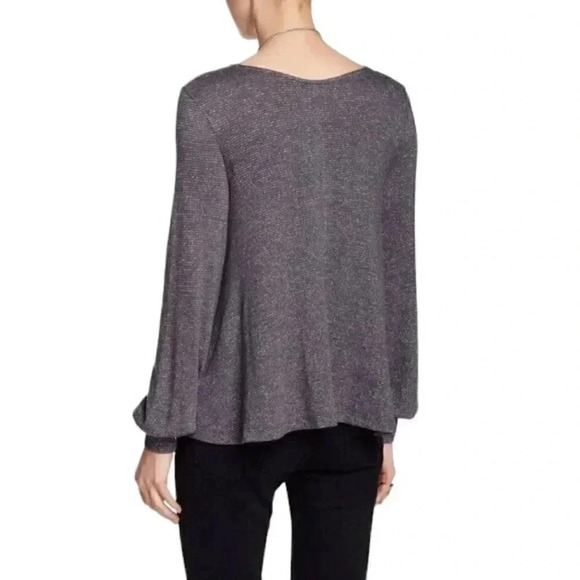 Free People Metallic Gray Cowl  Neck Palmer Long Sleeve Size Medium - Picture 2 of 14